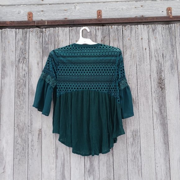 Meadow Rue Anthropologie  Surya Velvet Burnout Top Swing Top Green Womens Sz S - Picture 4 of 6